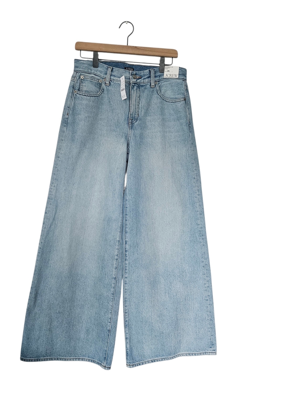 NWT J. Crew Light Blue Superwide Leg Mid Rise Rigid Jeans Size 28